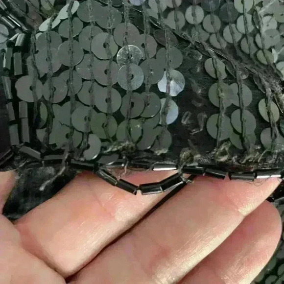 Vintage Sequin Jean for Joseph Le Bon 100% Silk Black, Silver Gold Holiday Paris - Picture 3 of 7